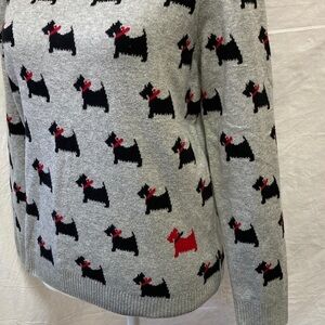 Charter Club PETITE Gray Sweater with Black Scottie Dog Pattern